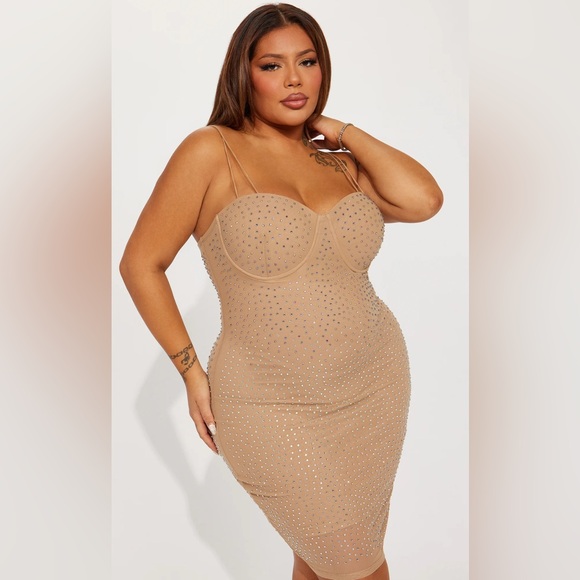 NWT Haute Monde 1X Nude Plus Size Dress - Picture 1 of 6